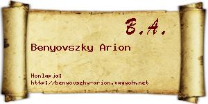 Benyovszky Arion névjegykártya